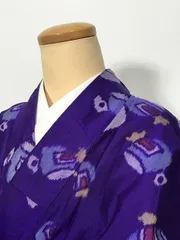 【中古】Sサイズ 紬 正絹 紫地に小槌文様 アンティーク