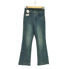 ユーズドフルギ USED古着 Y2K ラインストーン フレアデニムパンツ レディース  S