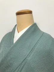 【中古】Mサイズ 正絹 色無地 青緑