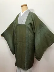 【中古】Mサイズ 道行コート 正絹 グリーンのグラデーション 長道行