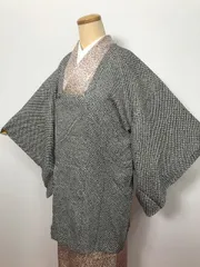 【中古】 Sサイズ 道行コート 正絹 黒地に鹿の子絞り 絞り染め 最強配送