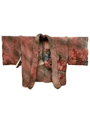 未使用品 反物 正絹 羽尺 赤色に花模様 絞り染 未仕立て リサイクル