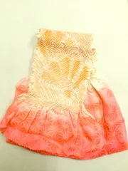 【中古】帯揚げ 正絹 ピンク色地に花模様 中抜き リサイクル