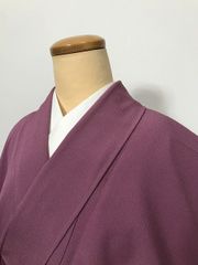 ​裄63.5 単衣 洗える着物 色無地 紋入り梅鼠 紅藤 手縫い仕立てお茶席 裄63.5 単衣 洗える着物 色無地 紋入り梅鼠 紅藤 手縫い仕立てお茶席