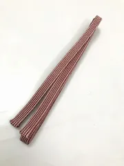 【中古】帯締め 正絹 臙脂地に縞文様