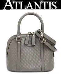 【広尾店】 極美品 グッチ GUCCI マイクログッチシマ 2WAYバッグ ハンドバッグ レザー グレー 449654 【18216】
