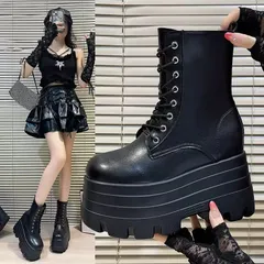 【送料無料】コスプレ 厚底ブーツ 20cm 身長アップ コンパクト メンズ/レディース マーチンブーツ コンサート ライブ 防滑