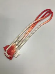 【中古】 帯締め 正絹 橙色ぼかし 混じり 丸組み 