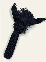 【中古】羽織紐 正絹 男物 濃紺 平組み