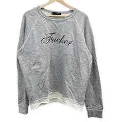 DSQUARED2(ディースクエアード) トレーナー サイズL メンズ美品  - グレー×白×黒 長袖/ダメージ加工