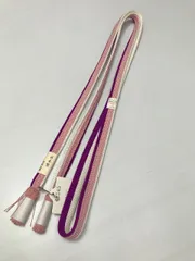 新品 帯締め 正絹　白/紫/ピンクの平組