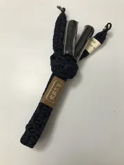 【中古】未使用 男物 正絹 羽織紐 濃紺 平組