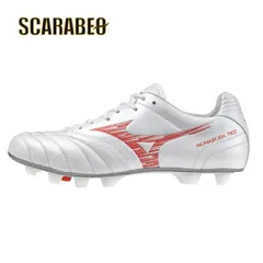 ミズノ モナルシーダ NEO III WIDE ELITE サッカースパイク 天然皮革 カンガルーレザー ワイド 3E 土 人工芝 天然芝対応 軽量 トップモデル ゼログライド モレリア系 p1ga242160 mizuno 60 WHITE/RED 23.5