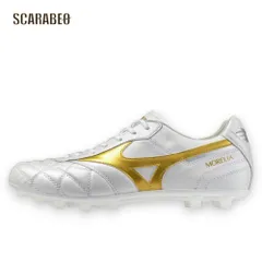 ミズノ MIZUNO モレリアII JAPAN AG サッカースパイク ブライトゴールドパック ユニセックス 天然皮革 AGソール 固定式 人工芝 日本製  ホワイト×ゴールド p1ga260350 25.5