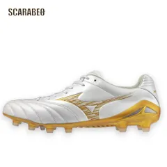 ミズノ MIZUNO モナルシーダNEO III ELITE サッカースパイク ユニセックス 天然皮革 マイクロファイバー 軽量 柔軟 素足感覚 Engineered Fit Last NEO  ホワイト×ゴールド p1ga262050 27.0