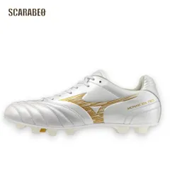 ミズノ MIZUNO モナルシーダNEO III WIDE ELITE サッカースパイク ユニセックス ワイドフィット 天然皮革 マイクロファイバー 軽量 柔軟 素足感覚 ゼログライドインソール ホワイト×ゴールド p1ga262150 28.0
