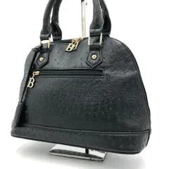 Briller ブリエ ハンドバッグ オーストリッチ 黒 ドーム型 BBチャーム フォーマル