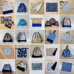 【メルカリshops】入園入学グッズ　オーダー受付　ご希望のサイズ・形・生地でお作りします　はたらく車　乗り物　巾着袋　レッスンバック　靴袋　給食袋　お弁当入れ　コップ袋　ランチョンマット　男の子　㉘