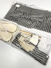 【中古】七五三 化繊 黒地に縞文様 五歳男児袴セット