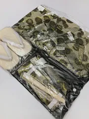 【中古】 七五三 化繊 5歳男児用 袴 小物 6点セット シルバー地に丸紋文様 最強配送