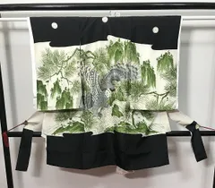 【中古】 お宮参り 正絹 掛け着 のしめ 男児用 黒地に鷹模様 祝い着 お掛け 最強配送