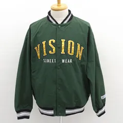 VISION STREET WEAR ◆スタジャン/ナイロン/ロゴ/グリーン/サイズL 1705701-I 【メンズ/MEN/男性/ボーイズ/紳士】 メンズファッション【中古】 