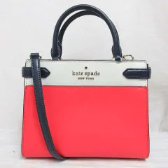 ケイトスペード KATE SPADE ステイシー カラーブロック スモール サッチェル 2WAYショルダー ハンド バッグ レザー 牛革 赤 白 紺