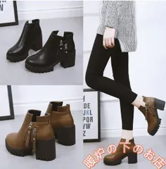 ョートブーツ サイドゴア 厚底 太ヒール シューズ レディース ブーティ ハイカット エンジニア ハイヒール サイトジップ 歩きやすい 通勤856559