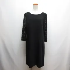 クミキョク 組曲 KUMIKYOKU 美品 レース袖 ワンピース ドレス 2 黒 ブラック 七分袖 裏地付き