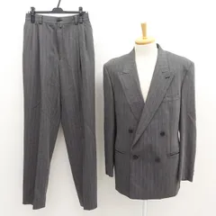 VERSUS GIANNI VERSACE  ◆セットアップ/ダブル/2タック/ストライプ/グレー/サイズ52/イタリア製 【メンズ/MEN/男性/ボーイズ/紳士】 メンズファッション【中古】 