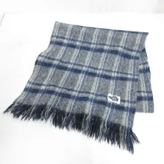 ロストコントロール LOST CONTROL チェック柄 フリンジ マフラー グレー×ネイビー