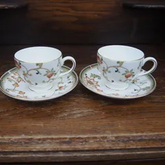 廃番  未使用  保管品  Wedgewood  wedgwood  Overon  overon  ウェッジウッド オベロン  カップ  ソーサー 2客セット　エキスパート藤沢辻堂店　アールヌーヴォー