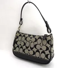 COACH / コーチ ◆シグネチャー アクセサリーポーチ キャンバス レザー  9064 【バッグ/バック/BAG/鞄/カバン】 ブランド【中古】 