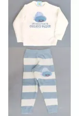 【中古】衣料雑貨 スライム ベビモコプルオーバー＆ボーダーロングパンツセット ブルー ジュニア140サイズ 「ドラゴンクエスト GELATO PIQUE encounters DRAGON QUEST」