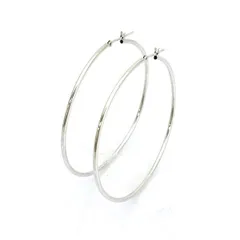 ◆K14WG フープピアス 1.4mm 48mm 両耳 【イヤリング/ピアス/アクセサリー】 ブランド【中古】 