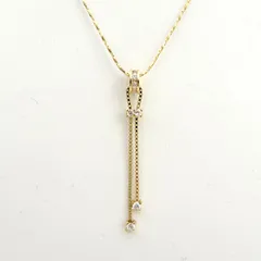 ◆K14 YG デザインネックレス 透明石 【ネックレス/ペンダント/トップ/アクセサリー】 ブランド【中古】 