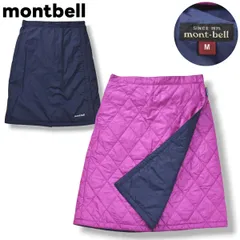 【美品】 モンベル montbell サーマラップ スカート リバーシブル ナイロン キルティング 中綿 ロゴ 刺繍 膝上丈 M パープル x ネイビー アウトドア ウェア タウンユース レジャー レディース ♪