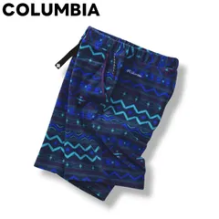 【美品】 コロンビア COLUMBIA フリース ショート パンツ ショーツ バックルベルト ロゴ 刺繍 L ノルディック柄 マルチカラー アウトドア カジュアル ウェア タウンユース レジャー メンズ
