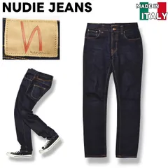【美品】 イタリア製 ヌーディージーンズ NUDIE JEANS THIN FINN DRY YOKE EMBO スキニー デニム パンツ ジーパン Gパン ジップアップ 5ポケット W30 L32 インディゴ メンズ