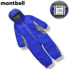 モンベル montbell パウダー カバーオール パーカー オールインワン ワンピース ツナギ スーパーハイドロブリーズ キルティング エクセロフト 中綿 120 ブルー アウトドア スノー ウェア スキー スノボ スポーツ キッズ 子供服 ♪
