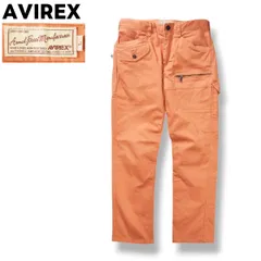 【定番】 アヴィレックス AVIREX ストレッチ ドビー カーゴ パンツ ジップアップ フラップポケット L オレンジ ミリタリー ストリート アメリカン カジュアル シティールック メンズ