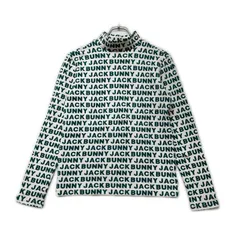 中古 レディース ジャックバニー Jack Bunny!! インナー 2(L) 白×緑 長袖 モックネック 総柄 起毛素材