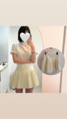 厚手/状態良し 新品 プリーツ スカート アイボリー s