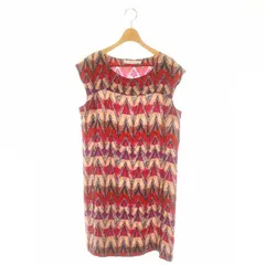 シーバイクロエ SEE BY CHLOE シルクワンピース ひざ丈 ノースリーブ USA10 XL 赤 レッド マルチカラー /YQ ■OS