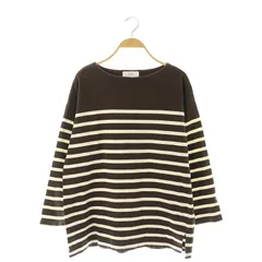 スローブ イエナ SLOBE IENA  20/2 パネルボーダープルオーバー カットソー 長袖 茶 ブラウン アイボリー /MI ■OS