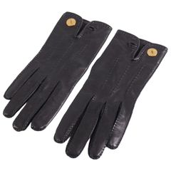 極美品【エルメス】セリエボタン レザー グローブ 手袋 レディース 6