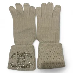 CHANEL (シャネル)イタリア製 ココマーク カシミヤニット ロンググローブアイボリーTU