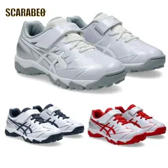 アシックス キッズ ジュニア トレーニングシューズ STAR SHINE TR 3 子供靴 野球 ベースボール トレシュー 18〜24cm 3カラー 1124a010 ホワイト×レッド 21.0