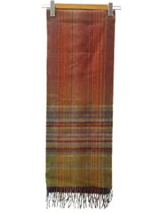 ポールスミス PAUL SMITH カラーチェックマフラー カシミヤ 赤系 黄色系 レッド イエロー