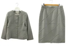 ユキトリイ YUKI TORII スーツ セットアップ ジャケット M スカート L 膝丈 グレー ウール アウター ボトムス 卒業式